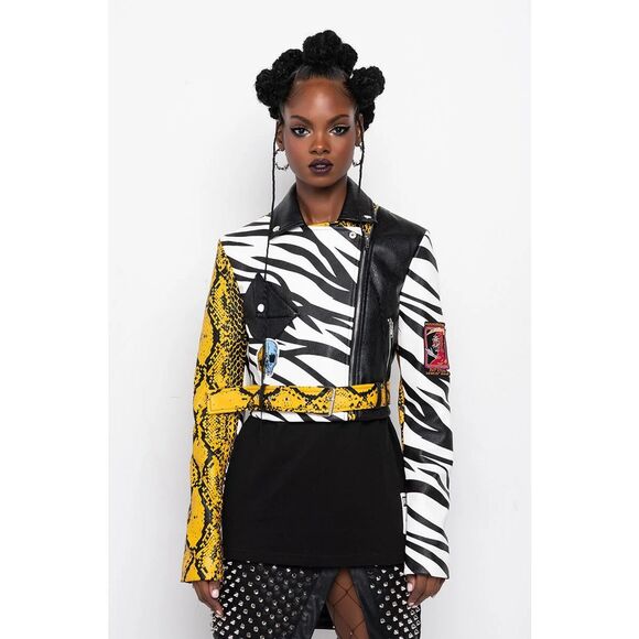 AZAELEA WANG | misunderstood crop moto jacket L NWT $110 - Picture 1 of 16